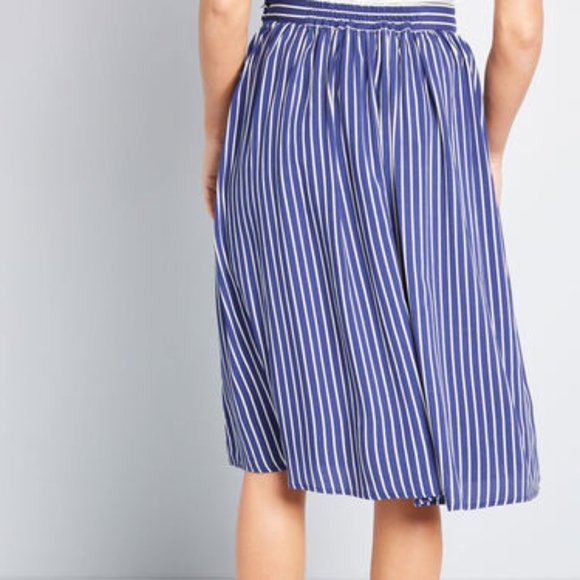NWT ModCloth Stir Things Up Blue Striped Midi Skirt - Picture 3 of 10